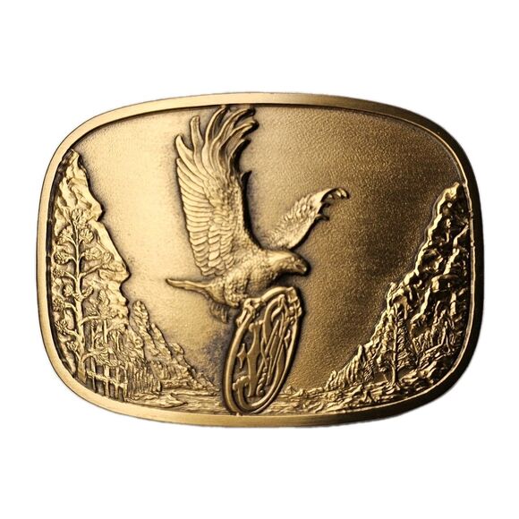 VTG SMITH & WESSON BRASS BELT BUCKLE EAGLE IN FLIGHT w LOGO #677 1980s BRAND NEW - Picture 9 of 9